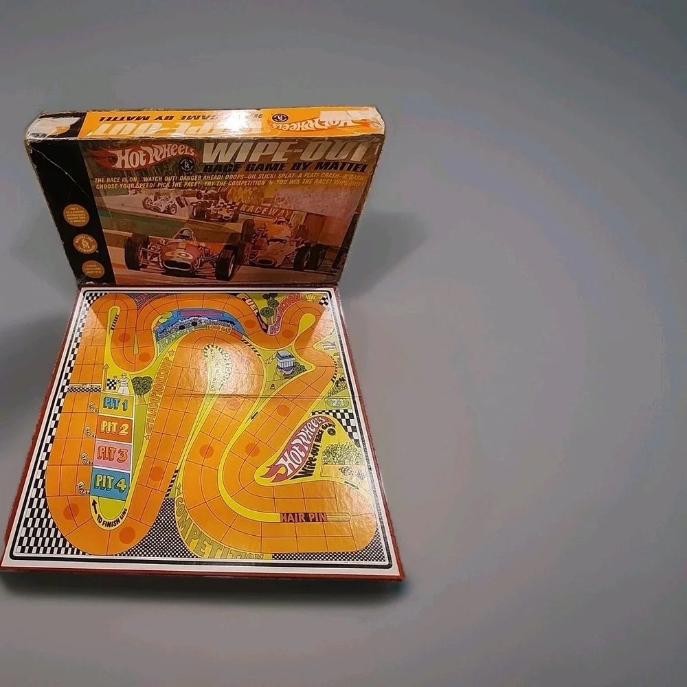 VTG 1968 Mattel Hot Wheels-Wipe Out Race‎ Game  Box Damage Rare MCM Retro